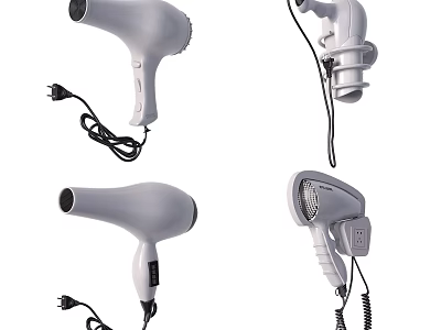Different Angles Display Of White Hair Dryer As Daily Electrical Appliance 3d model