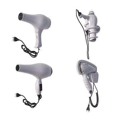 Different Angles Display Of White Hair Dryer As Daily Electrical Appliance 3d model