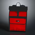Black And Red Backpack With Multiple Pockets And Organized Compartments Design 3d model