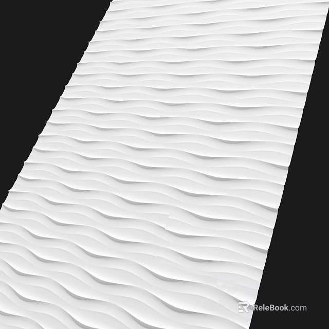 White Wavy Decorative Wall Panel For Modern Interior Living Space Decoration 3d model 