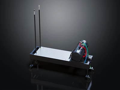 Mechanical Device With Metal Frame Electric Motor Vertical Rods And Mobile Platform 3d model