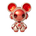 Cute Red And Silver Robot Doll With Big Ears And Round Eyes Design