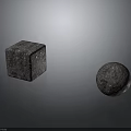 Natural Textured Stone Material Cube And Sphere On Gray Background 3d model