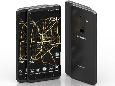 Samsung Galaxy Smartphone With Map Interface And Dual Camera Black Design 3d model