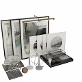 Modern Decorative Ornament Combination With Art Frames Candlesticks Geometric Ornaments And Display Tray