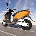 Modern Yellow And Black Electric Scooter With Comfortable Seat And Outdoor Road View