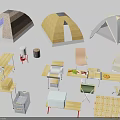 Outdoor Camping Furniture Collection With Folding Tables Chairs Grill Storage Cabinets And Tents