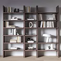 Modern Dark Wooden Bookshelf With Multiple Shelves Books Decorative Items Letter Decor And Table Lamp