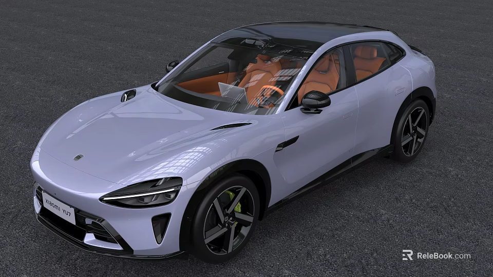 White Modern Sports Car with Orange Interior Seats Sleek Body And Aerodynamic Design 3d model 