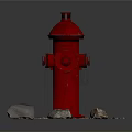 Red Fire Hydrant Outdoor Setting With Stones And Gravel On Ground