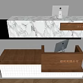 Antique bar reception desk company front desk solid wood bar marble 3d model