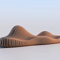 Minimalist Modern Wooden Outdoor Chair With Wave Striped Structure And Sleek Curved Design