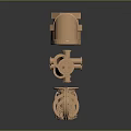 3D Rendered Copper Colored Hardware Tools With Various Pipe Fittings Joints Valves And Reflective Finish