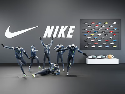 Modern Model Sports Clothing Shoes Store Product Window 3d model