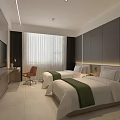 Modern Hotel Guest Room With Twin Beds White Bedding And Green Bed Runners