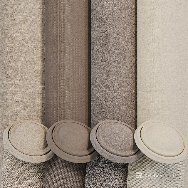 Circular Components With Various Brown Beige Textured Fabric Material For Home Decor 3d model 