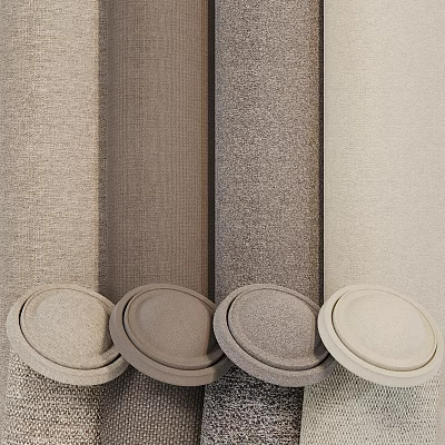 Circular Components With Various Brown Beige Textured Fabric Material For Home Decor 3d model