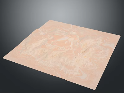 Pink Colored Landscape Model With Textured Mountain Terrain Surface 3d model