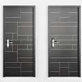 Modern Black Hinged Doors With Various Geometric Patterns And Gold Accents 3d model