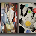 Modern Abstract Wall Art Paintings With Geometric Shapes Bold Lines And Colorful Circles