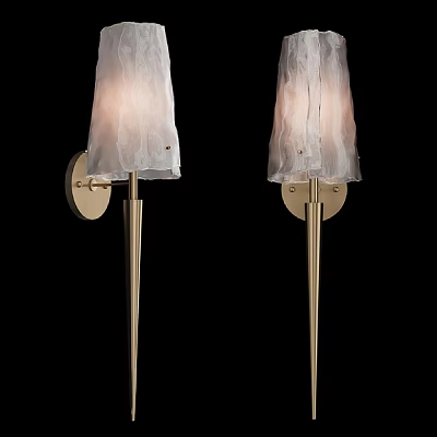 Modern Wall Sconces With Textured White Shades And Golden Metal Brackets For Elegant Indoor Lighting 3d model