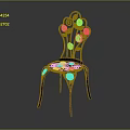 Ornate Metal Chair With Floral Leaf Patterns Intricate Back And Patterned Seat