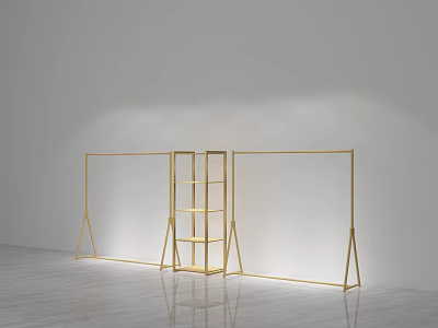 Gold Metal Frame Display Shelves With Multi Layer Storage For Retail Use 3d model