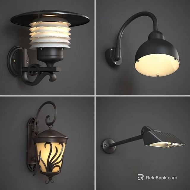 Stylish Wall Lamps With Modern And Vintage Designs For Home Interior 3d model 