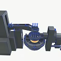 Industrial Furnace with Mechanical Arm and Circular Container for High Temperature Metal Processing