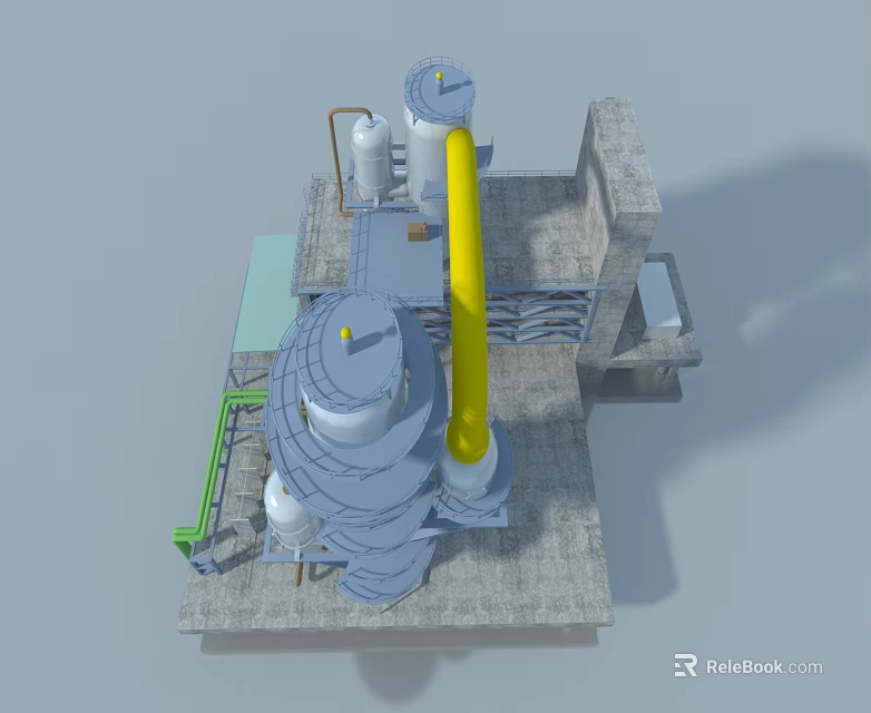 Industrial Swing Door Design In Facility With Pipes And Containers 3d model 
