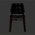 Modern Wooden Chair With Black Cushioned Seat Backrest And Sturdy Legs