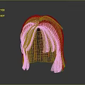 Character Hairstyle 3D Model Featuring Dark Brown And Light Pink Bangs Design