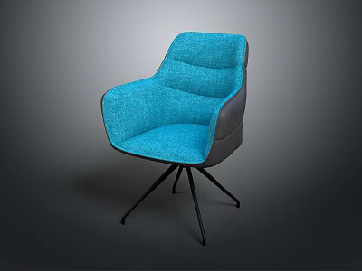 Blue Upholstered Accent Chair with Armrest and Black Metal Legs Modern Design 3d model