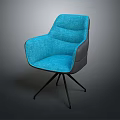 Blue Upholstered Accent Chair with Armrest and Black Metal Legs Modern Design