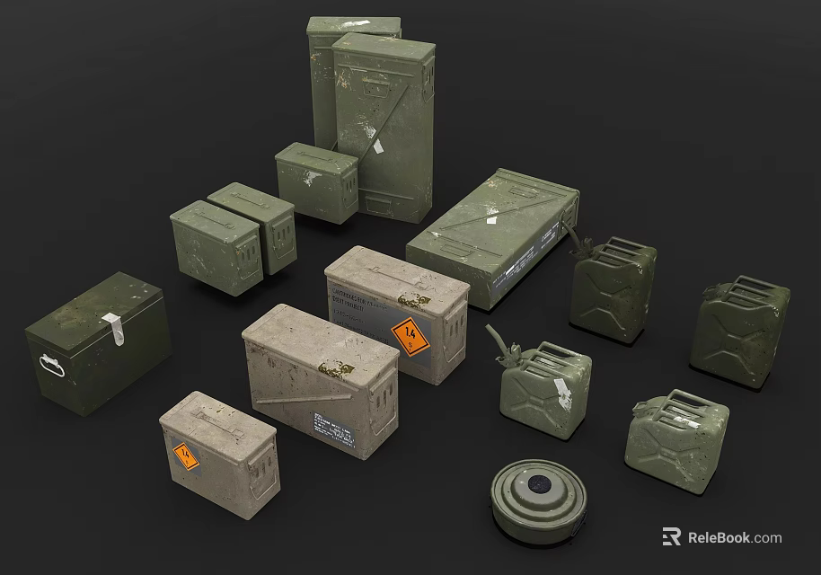 Various Green Hardware Tools Storage Cases With Locks And Round Components 3d model