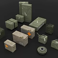 Various Green Hardware Tools Storage Cases With Locks And Round Components 3d model