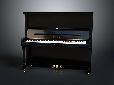 Black Yamaha Upright Piano with Functional Stylish Classic Design as Elegant Household Living Item 3d model