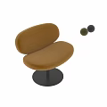 Orange Upholstered Leisure Chair With Round Seat And Metal Base Design