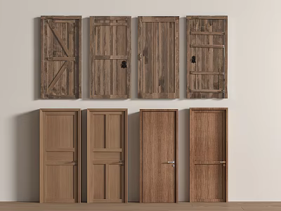 Wooden Hinged Doors With Various Designs For Interior Home Decoration 3d model
