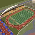 Sports Fitness Stadium With Running Track Football Field And Basketball Courts