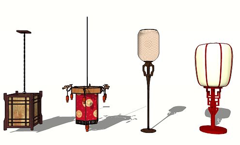 New Chinese-style lamps combined landscape lamp 3d model