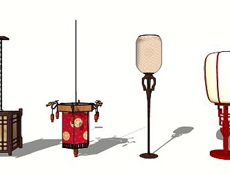 New Chinese-style lamps combined landscape lamp 3d model