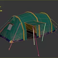 Green Camping Tent With Yellow Trim And Open Door For Outdoor Activities