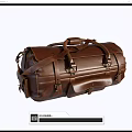 Vintage Brown Leather Travel Duffel Bag With Adjustable Shoulder Strap And Metal Buckles