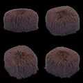 Four Dark Brown Furry Stools With Soft Plush Texture For Home Decor 3d model