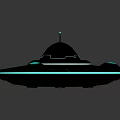 Sci Fi UFO Design With Black Body Top Dome Circular Lights And Blue Glowing Ring