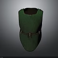 Warrior In Green Armor With Black Leather Straps And Metal Buckles