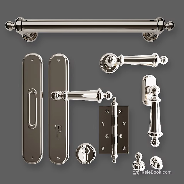 Modern Various Stylish Metal Door Handles Including Lever And Knob Designs 3d model 
