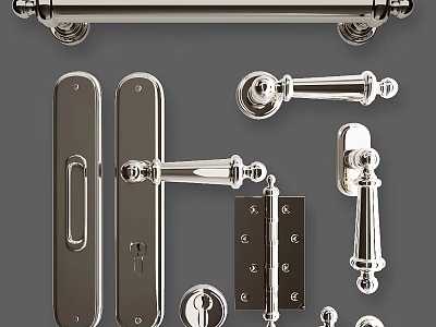 Modern Various Stylish Metal Door Handles Including Lever And Knob Designs 3d model