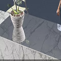 Modern Reception Desk 3D Model With Marble Counter In Blue Lobby And Welcome Sign